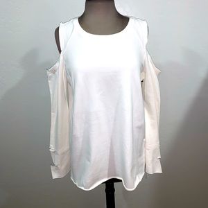White Vince Camuto Cold Shoulder Sweatshirt